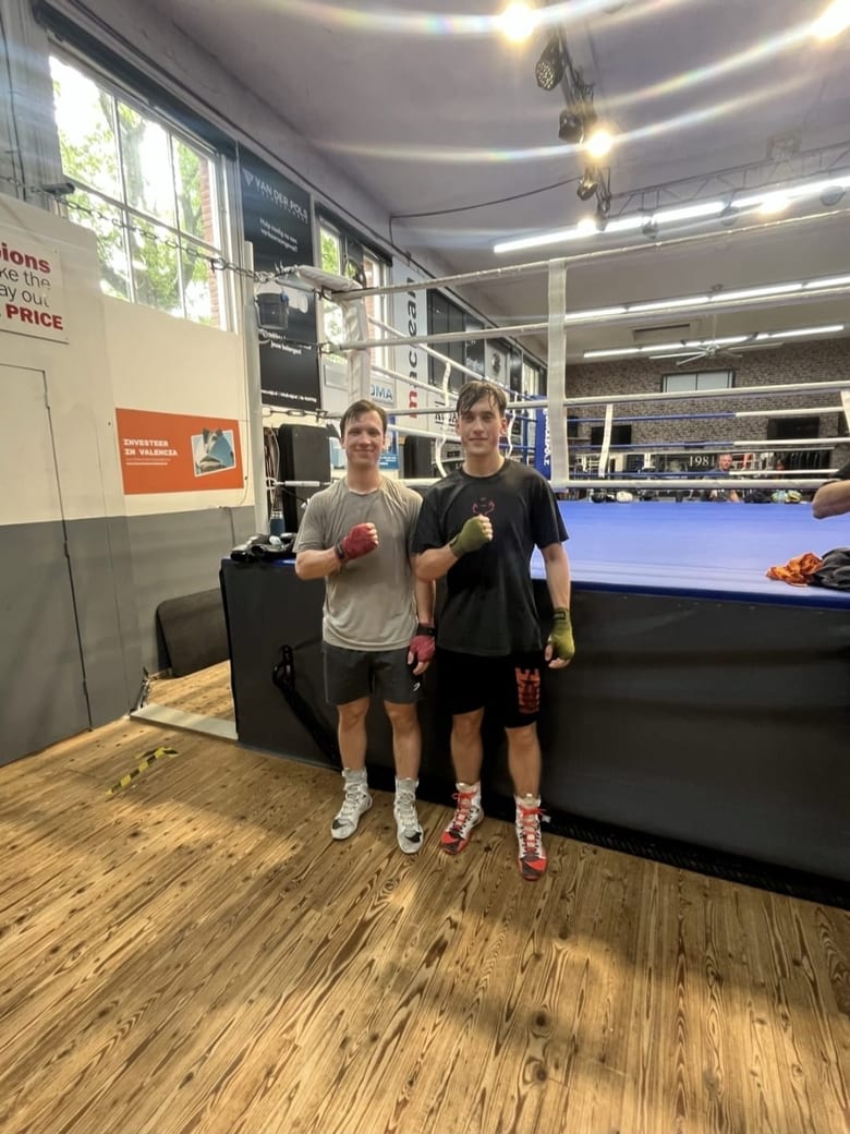 Ivan and Pavel de Bode in their hand wraps beside the ring at RBV Van &rsquo;t Hof in Rotterdam